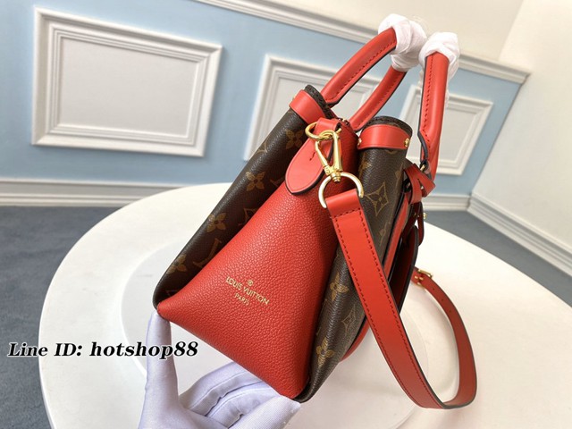 路易威登LV女包 M44898紅色 Open Handbag LV老花配皮手提肩背包 xxlv2383